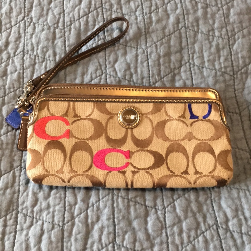 Coach poppy canvas wristlet